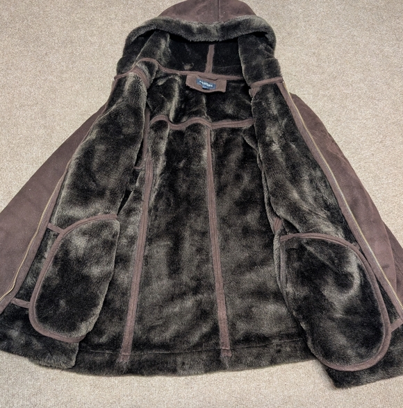 Sonoma Life + Style Women's Brown Suede Winter Jacket with Hood Size Large - Picture 2 of 7